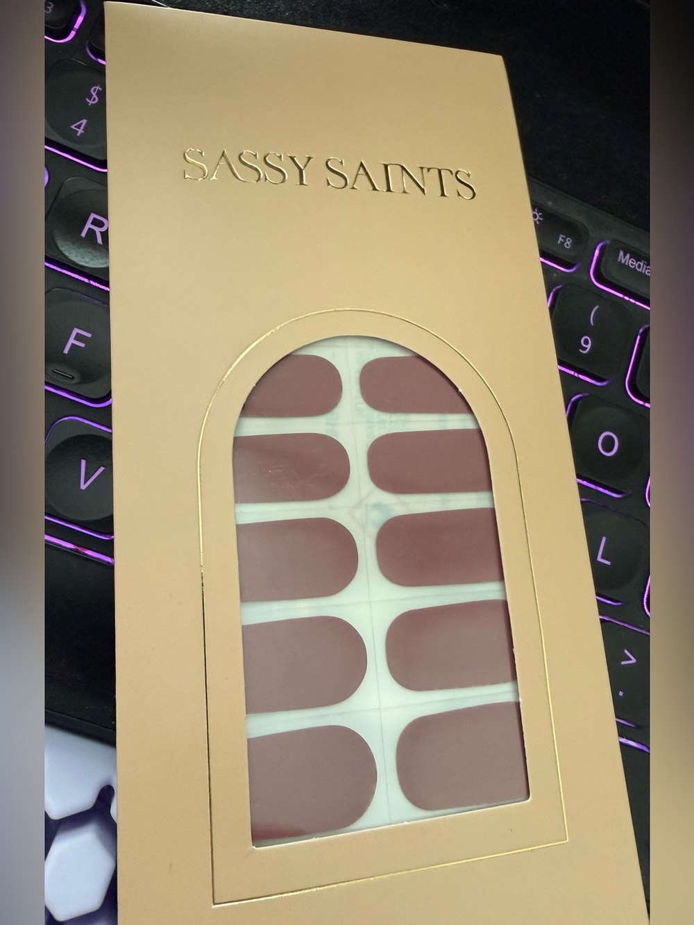 New sassy Saints, gel nail wraps and deep petal
